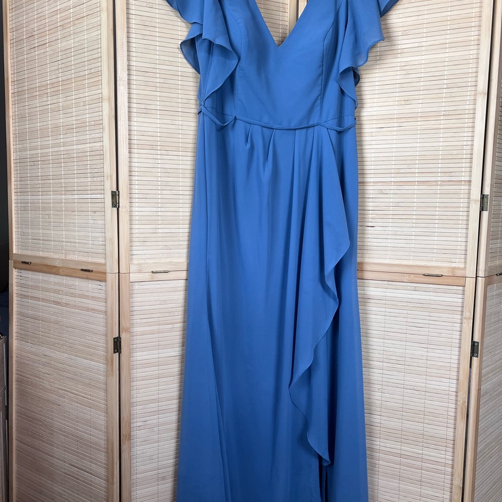 Celebrate It Blue Ruffle Wedding Dress